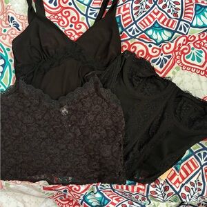 White Fox Boutique Black Lace Bralette Trio